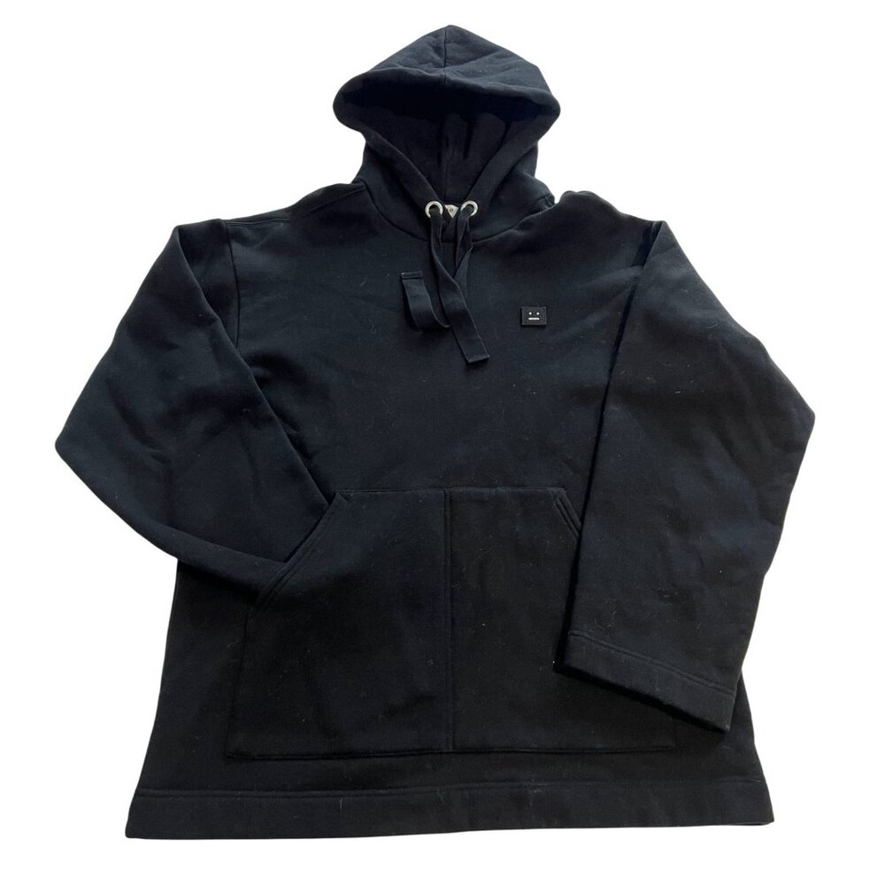Acne Studios Florida Face Oversize Popover Hoody In Black